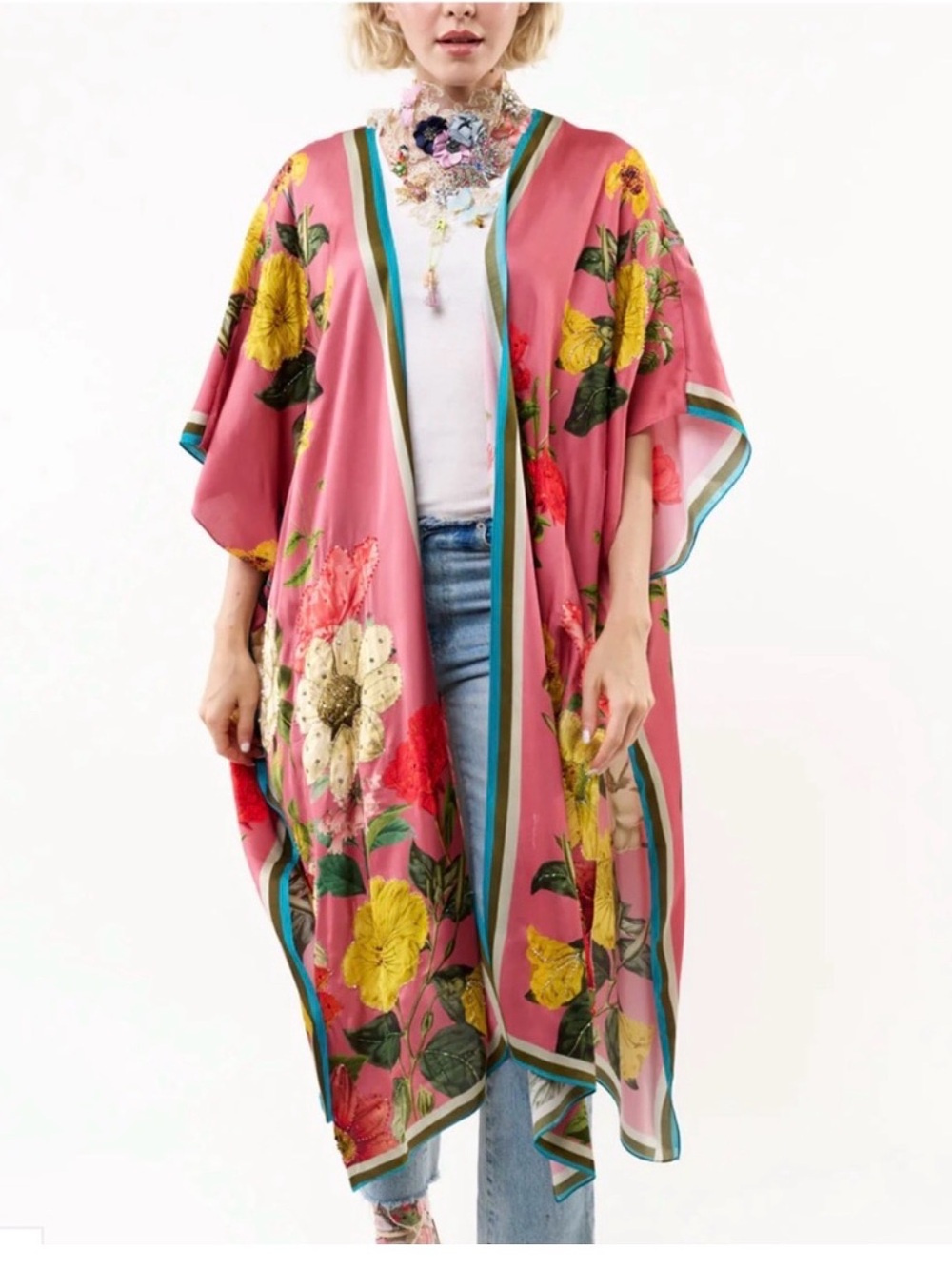 My Valentine Hand Beaded Kimono by Aratta, NWT